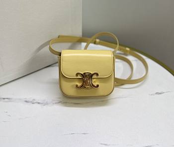 Celine Mini Claude In Shiny Calfskinpale Yellow 12x9.5x4cm