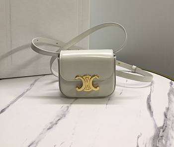 Celine Mini Claude In Shiny Calfskinpale Light Stone 12x9.5x4cm