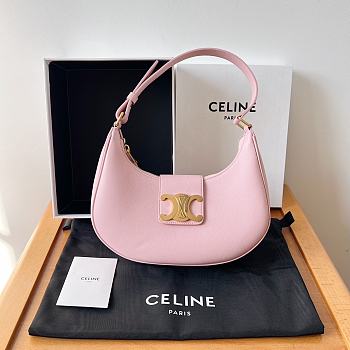 Celine Medium Ava Triomphe Bag In Smooth Calfskin Pastel Pink 24.5x 17x9cm