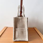 Celine Small Cabas Thais In Striped Textile Beige 25.5x18.5x12cm - 5