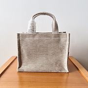 Celine Small Cabas Thais In Striped Textile Beige 25.5x18.5x12cm - 2