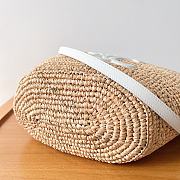 Celine Teen Supple Celine Classic Panier In Raffia And Calfskin White 22x16x12cm - 6