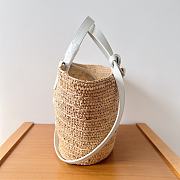 Celine Teen Supple Celine Classic Panier In Raffia And Calfskin White 22x16x12cm - 5