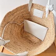 Celine Teen Supple Celine Classic Panier In Raffia And Calfskin White 22x16x12cm - 2