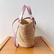 Celine Teen Supple Celine Classic Panier In Raffia And Calfskin Pastel Pink 22x16x12cm - 6