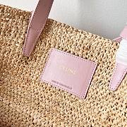 Celine Teen Supple Celine Classic Panier In Raffia And Calfskin Pastel Pink 22x16x12cm - 5