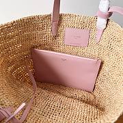 Celine Teen Supple Celine Classic Panier In Raffia And Calfskin Pastel Pink 22x16x12cm - 3