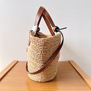 Celine Nano Supple Celine Classic Panier In Raffia And Calfskin Natural/ Tan 22x16x12cm - 5