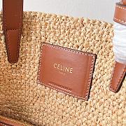 Celine Nano Supple Celine Classic Panier In Raffia And Calfskin Natural/ Tan 22x16x12cm - 4