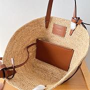 Celine Nano Supple Celine Classic Panier In Raffia And Calfskin Natural/ Tan 22x16x12cm - 3