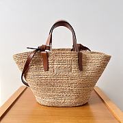 Celine Nano Supple Celine Classic Panier In Raffia And Calfskin Natural/ Tan 22x16x12cm - 2