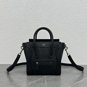 Celine Micro Luggage Handbag In Drummed Calfskin Black 20cm - 1