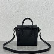 Celine Micro Luggage Handbag In Drummed Calfskin Black 20cm - 5