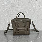 Celine Micro Luggage Handbag In Drummed Calfskin Souris 20cm - 1