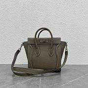 Celine Micro Luggage Handbag In Drummed Calfskin Souris 20cm - 2