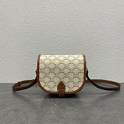 Celine Medium Folco Bag In Triomphe Canvas And Calfskin White 18.5x17x7cm - 1