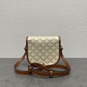 Celine Medium Folco Bag In Triomphe Canvas And Calfskin White 18.5x17x7cm - 2