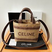 Celine Mini Cabas In Textile With Raffia Effect And Calfskin 31x20x12cm - 5