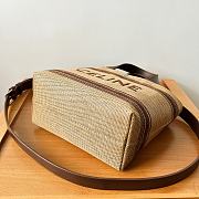 Celine Mini Cabas In Textile With Raffia Effect And Calfskin 31x20x12cm - 4