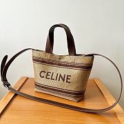 Celine Mini Cabas In Textile With Raffia Effect And Calfskin 31x20x12cm - 3