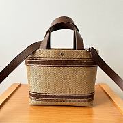 Celine Mini Cabas In Textile With Raffia Effect And Calfskin 31x20x12cm - 2