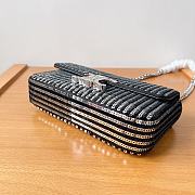 Celine Chain Shoulder Bag Claude In Satin With Striped Sequins Black /Silver 20.5x11.5x4cm - 3