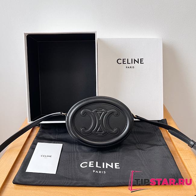 Celine Oval Bag Cuir Triomphe In Smooth Calfskin Black 20.5x15x5cm - 1