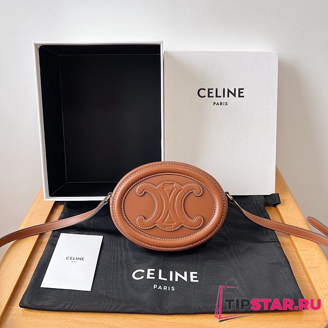 Celine Oval Bag Cuir Triomphe In Smooth Calfskin Tan 20.5x15x5cm - 1