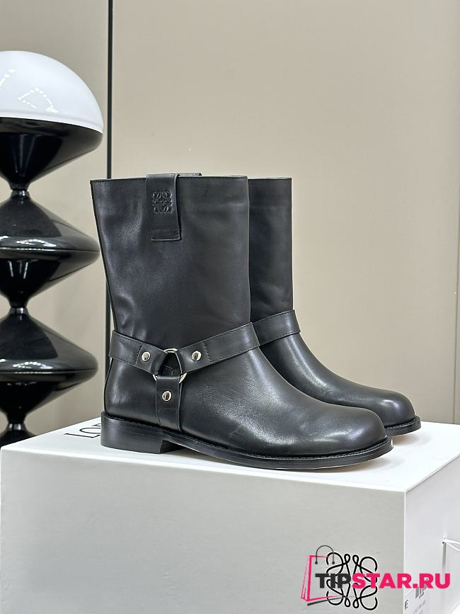 Loewe Campo Biker Boot In Brushed Calfskin Black - 1