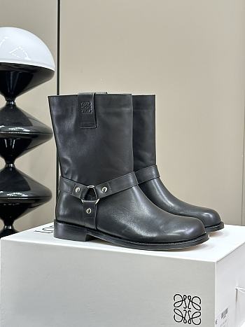 Loewe Campo Biker Boot In Brushed Calfskin Black