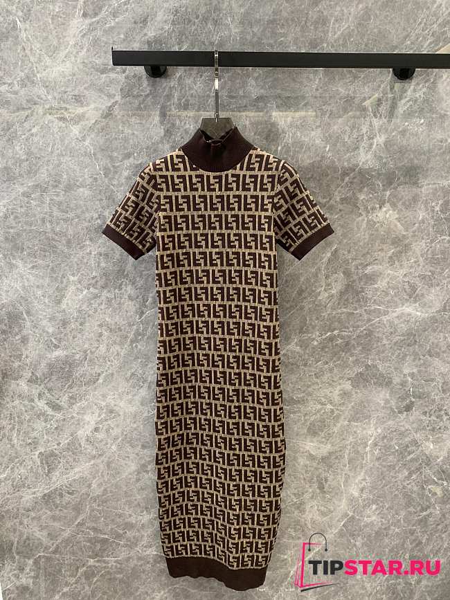 Fendi Brown FF Cotton Dress - 1