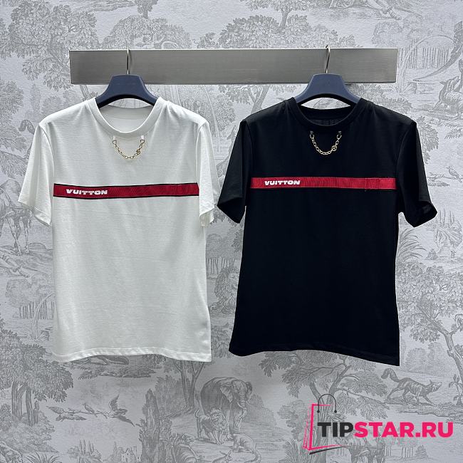 Vuitton Strap T-shirt White/ Black LV x America's Cup 2024 Capsule 1AFYPW - 1