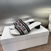 Dioramour Dway Heeled Slide Black and White Embroidered Cotton with Black and Red Je Vous Adore Motif - 4