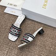 Dioramour Dway Heeled Slide Black and White Embroidered Cotton with Black and Red Je Vous Adore Motif - 6