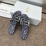 Dway Slide Embroidered Cotton and Deep Blue Miss Dior Allover Motif - 4