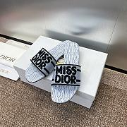 Dway Slide Embroidered Cotton and Pale Blue Miss Dior Allover Motif - 3