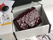 Chanel Burgundy Silver Hardware Quilted Patent Leather Classic Mini Flap Bag 17cm - 4