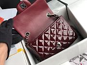 Chanel Burgundy Silver Hardware Quilted Patent Leather Classic Mini Flap Bag 17cm - 5