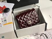 Chanel Burgundy Gold Hardware Quilted Patent Leather Classic Mini Flap Bag 17cm - 3