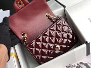 Chanel Burgundy Gold Hardware Quilted Patent Leather Classic Mini Flap Bag 17cm - 6