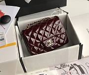 Chanel Burgundy Gold Hardware Quilted Patent Leather Classic Mini Flap Bag 17cm - 1