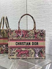 Medium Dioriviera Dior Book Tote Raffia with Candy Pink Toile de Jouy Sauvage Embroidery 36x27.5x16.5cm - 1