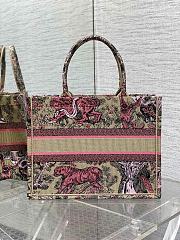 Medium Dioriviera Dior Book Tote Raffia with Candy Pink Toile de Jouy Sauvage Embroidery 36x27.5x16.5cm - 6