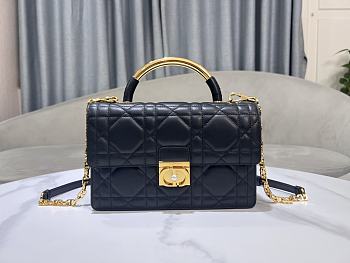 Medium Dior Ange Bag Black Macrocannage Calfskin 26x17x9cm