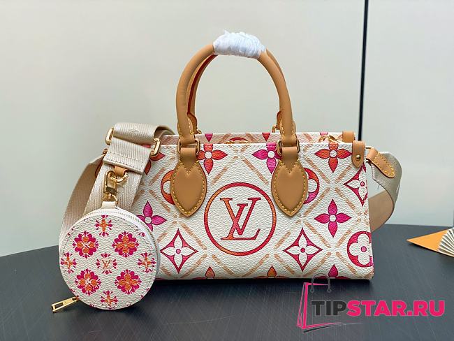 LV OnTheGo East West Monogram Tiles Canvas M25318 25x13x10cm - 1