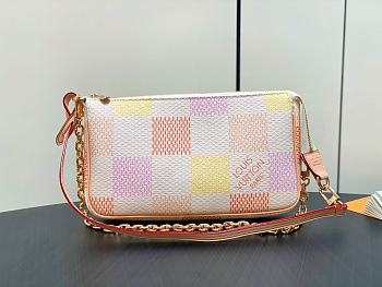 LV Pochette Accessoires Damier Canvas Peach Pink N40642 23.5x13.5x4cm