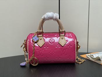 LV Nano Speedy Monogram Vernis Neon Pink M83273 16x10x7.5cm