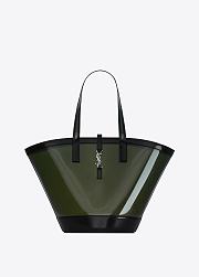 YSL Panier Medium In Vinyl And Shiny Leather Green 23.5–49x32.5x10–15cm - 1