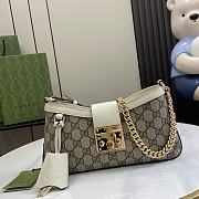 Gucci Padlock small shoulder bag Beige and ebony GG Supreme canvas 26.5x13.5x4.5cm - 1