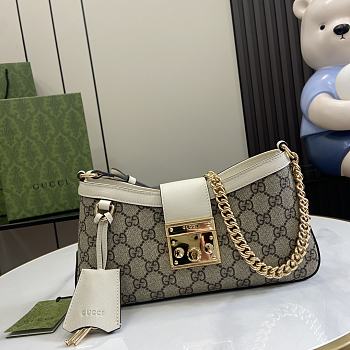 Gucci Padlock small shoulder bag Beige and ebony GG Supreme canvas 26.5x13.5x4.5cm